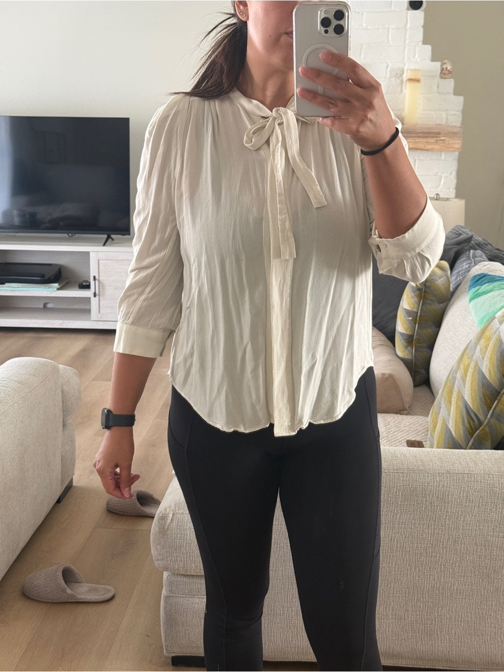 Zadig & Voltaire Cream Tie-Neck Blouse
